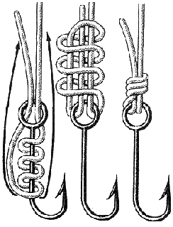 Схема привязывания крючка. Как привязать крючок к леске?
