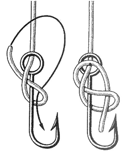 Схема привязывания крючка. Как привязать крючок к леске?